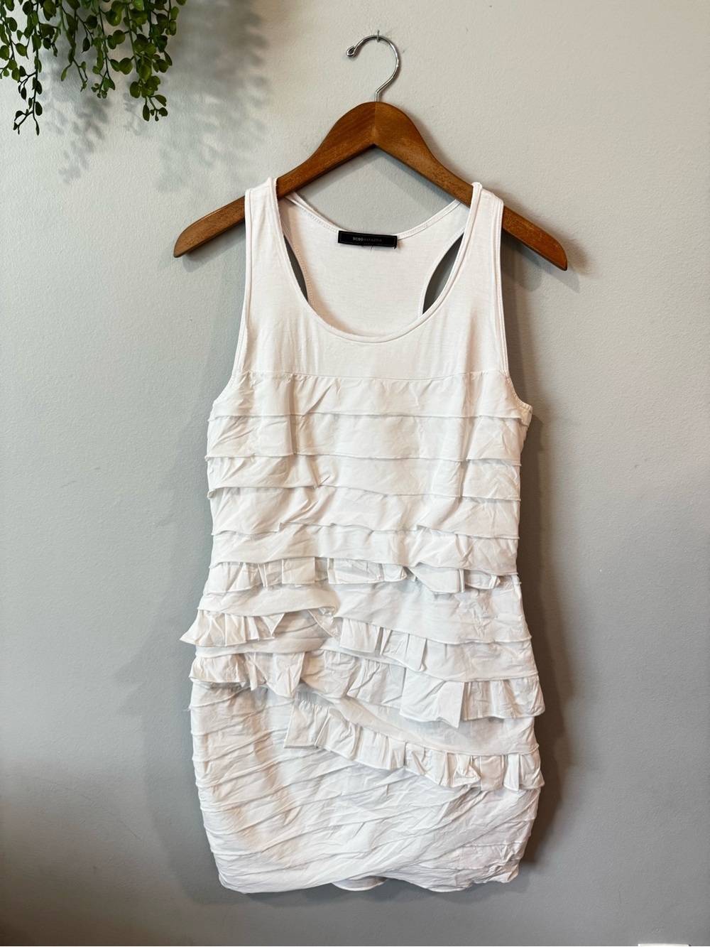 BCBGMaxAzria White Ruffled Midi Dress